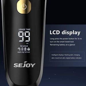 Afeitadora Eléctrica para Hombre, Afeitadora de Lámina Húmeda/Seca con Motor de 3 Velocidades, Triple Cuchilla para Cara, Cuerpo y Barba, Resistente al Agua IPX7, Alimentada por Batería USB - Product Image 3
