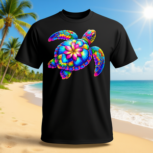 T-shirt d'été coloré tie-dye avec tortue de mer hawaïenne - Product Image 3