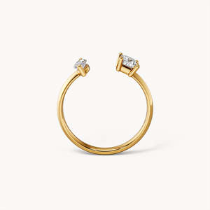Anillo Vintage con Incrustaciones de Piedras Preciosas de Corte Ovalado, Diseño Abierto en Aleación Chapada en Oro - Product Image 4