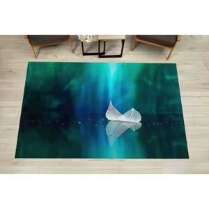 Tapis Leaf in Lake : Tapis imprimé paysage naturel moderne, avec poils doux - Product Image 2
