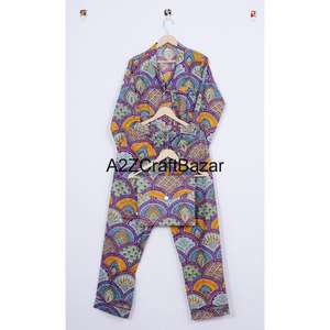 Conjunto de pijama de algodón con estampado ultrasuave Floral elegante para mujer, ropa de dormir ligera con cintura elástica cómoda para Primavera Verano invierno - Product Image 5