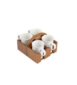 Juego de Bandejas para Tazas de Madera, Ecológico, Sostenible, Organizador de Bebidas de Madera, Presentación Elegante para Mesa, Estilo Contemporáneo - Product Image 1