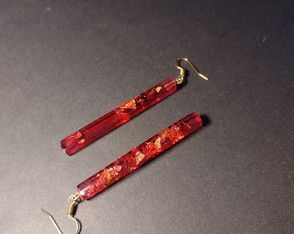 ต่างหูรูปหัวใจทำจากเรซินสีทองแผ่นฟอยล์สีทองทรงกลมทรงสี่เหลี่ยมเรซินไม้ - Product Image 6