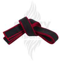Cinturón de Artes Marciales Negro para Maestro, Logotipo Personalizado Bordado, Nombre, MOQ Bajo, Estilo Antiguo, 5 cm de Ancho, Cinturón de Karate Unisex de Poliéster/Algodón