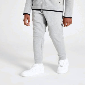 Custom Brand Logo 69% Cotton 31% <b>Polyester</b> Heather Grey Boys Tech Fleece Tracksuit Full Zip <b>Hoodie</b> Joggers Sweatpants Sweatsuit - Product Image 3