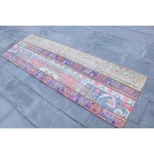 Tapis turc vintage, tapis de 2,5 x 7,6 pieds, tapis en laine orientale bleu - Product Image 2