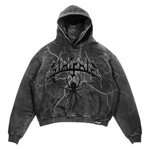 Premium de gran tamaño personalizado DTF DTG Rhinestone impreso Sudadera con capucha para hombres Streetwear pulóver sudadera al por mayor - Product Image 1