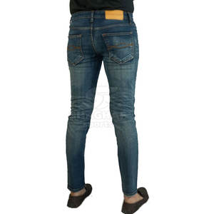 กางเกงยีนส์ผ้ายืดทรงสลิมฟิต สกรีนโลโก้ได้ตามสั่ง รับผลิตแบบ OEM มีจำหน่ายขายส่ง กางเกงยีนส์ผู้ชายแบบฟอก - Product Image 3