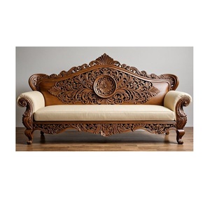 Sofá compacto de madera hecho a mano con asiento acolchado, marco de madera duradero perfecto para apartamentos o habitaciones pequeñas - Product Image 2