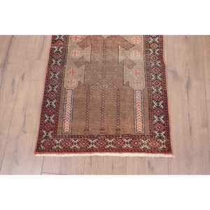 2x3.3 ft Rug, Vintage Turkish Rug, <b>Brown</b> <b>Wool</b> Rug - Product Image 2