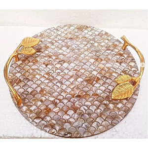Bandeja de nácar para servir comida clásica con mango plateado de un lado para el hogar, mesa de Hotel, bandeja decorativa - Product Image 4