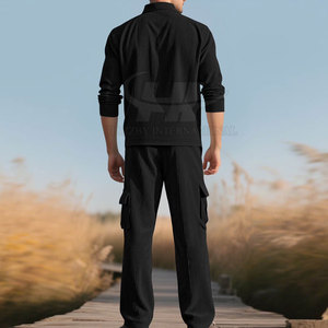 High Demand Winter Casual Eco-Friendly Breathable 100% Cotton Durable Lightweight Solid Cargo Suit Trendy Style Daily Wear Set - Product Image 3