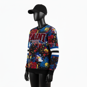 Sweat-shirt en molleton de coton épais pour femmes, imprimé multicolore, manches longues, logo brodé personnalisé, sweatshirts respirants pour femmes - Product Image 5