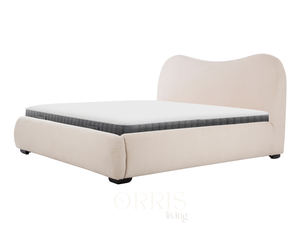 เตียงขนาดคิงไซส์และควีนไซส์ โครงไม้เนื้อแข็งหุ้มผ้าทันสมัย สีครีม สำหรับใช้ในบ้าน โรงแรม อพาร์ตเมนต์ และเชิงพาณิชย์ - Product Image 3