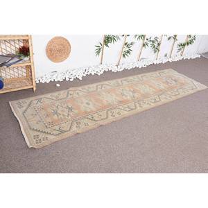 พรมตุรกีโบราณสีเบจโบฮีเมียนโบฮีเมียน (2.7x9.2ฟุต) ผ้าขนสัตว์ยางรองรูปแบบการเย็บปะติดปะต่อกันเป็นรูปสี่เหลี่ยมผืนผ้าสำหรับห้องนอนห้องโถง - Product Image 2