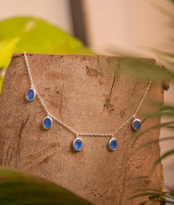 <b>Necklace</b> 925 <b>Sterling</b> <b>Silver</b> With Gold Plated Blue Chalcedony Gemstone <b>Necklace</b> Vintage <b>Necklace</b> for Weddings Gifts Engagements - Product Image 1