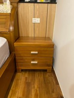 Table de chevet en teck moderne au design nordique, durable, confortable, avec 2 tiroirs, meubles de chambre à coucher, bois légal indonésien, pour la maison et l'hôtel