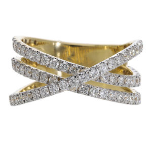 Anillo elegante de banda entrecruzada de varias filas de oro de 14 quilates para mujer, Natural diseño cruzado de diamante, pieza de declaración de joyería fina moderna - Product Image 4