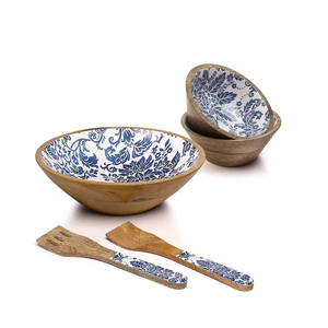 High on Demand Handmade Round Shape <b>Soup</b> <b>Bowl</b> Enamel Printed <b>Bowl</b> Lowest Price Mango Wooden <b>Bowl</b> Tabletop Decorating - Product Image 5