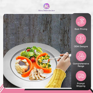 Placas de cargador de acero inoxidable plateado de 13 pulgadas de forma redonda de estilo moderno de calidad asegurada para regalos de boda, uso de platos de fiesta - Product Image 4