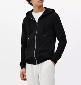 Sudadera con Capucha Negra Gruesa de 400 GSM al por Mayor, Sudadera con Capucha Personalizada Unisex con Cremallera Completa para Hombre, Sudadera con Capucha Gruesa con Estampado Personalizado - Product Image 1