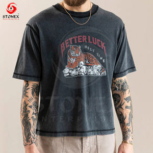 T-shirt graphique en coton surdimensionné pour hommes DTG imprimé T-shirt streetwear délavé - Product Image 6