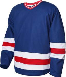 Maillot de pratique de hockey sur glace 100% polyester respirant à manches longues pour hommes, motif solide, design vierge pour vêtements de baseball et de softball - Product Image 1