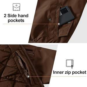 เสื้อแจ็กเก็ตบอมเบอร์แบบมีซิปสำหรับผู้ชาย, เสื้อโค้ทกันลมลำลองฤดูใบไม้ผลิฤดูใบไม้ร่วงน้ำหนักเบามีกระเป๋า - Product Image 5