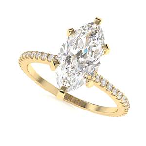 3,00 ctMarquise Cut Diamond Solitaire con acentos Anillo de compromiso para mujer - Product Image 1
