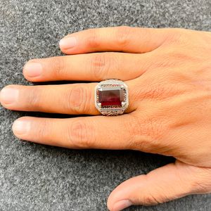 Joyería de cristal de moda fina para hombre, anillo de cuarzo rojo para hombre, anillo de Latón chapado en plata de escorpión, regalo de joyería de piedra preciosa Natural - Product Image 6