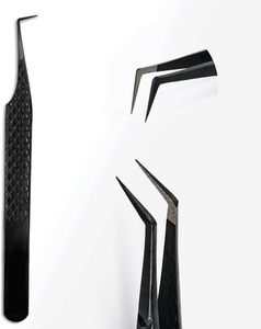 Pinces à cils pour extensions de cils, pinces à cils à pointe en fibre à 90 degrés avec prise diamant pour cils volume, création de fans, service OEM - Product Image 3