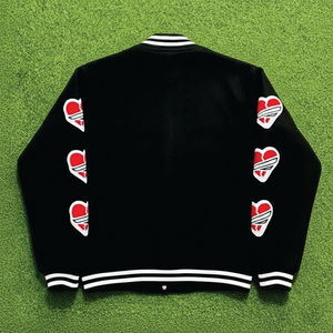 Vestes bomber brodées avec logo personnalisé Manches en cuir Veste de baseball rétro Varsity pour hommes - Product Image 2