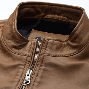 Veste en cuir de vachette personnalisée en gros avec col montant, manches longues, couleur unie, imperméable et respirante pour l'hiver - Product Image 4