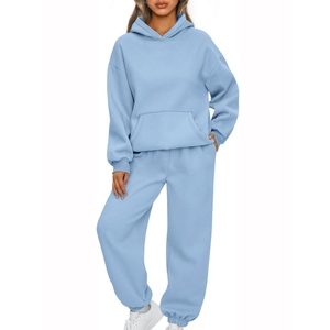 Ensemble de survêtement pour femmes, taille plus, respirant, avec logo personnalisé imprimé, streetwear, couleur unie, automne, pour adultes - Product Image 1