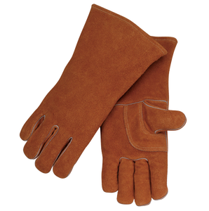 Guantes de cuero de vaca divididos resistentes al calor y a la abrasión Guantes de seguridad de soldadura larga para entornos de alta temperatura - Product Image 5