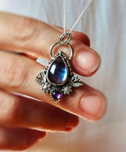 Anillo de Plata de Ley Hecho a Mano con Diseño Floral, Gema de Fluorita, Amatista Pequeña, Estilo Vintage, Joyería de Moda para Boda, Regalo para Mujer - Product Image 4