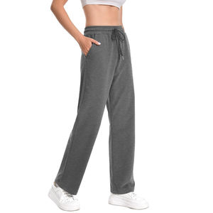 Pantalones Deportivos de Felpa Personalizados al por Mayor para Mujer, Pantalones Deportivos de Felpa con Forro Polar Interior, Pantalones Anchos de Pierna Ancha, Pantalones Deportivos de Pierna Recta para Mujer - Product Image 3
