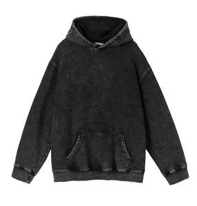 Logo personnalisé couleur unie hommes sweats à capuche surdimensionnés 100% coton Denim sweats à capuche Streetwear lavage à l'acide sweats à capuche zippés - Product Image 2