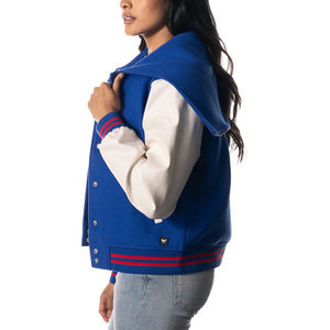 แจ็คเก็ตเลตเตอร์แมน OEM คุณภาพพรีเมียม ผ้าขนสัตว์ แขนหนัง น้ำหนักเบา แบบเบสบอล ปิดซิป มีฮู้ด คอปก XL ผ้าฝ้าย ย้อมสีพื้น - Product Image 4