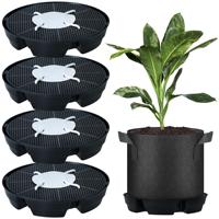 Ensemble de 4 plateaux de base auto-arrosants pour sacs de culture en tissu, support de réservoir de pot de plante en plastique robuste pour le jardinage