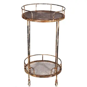 Carrito de Bebidas Rodante de Cerámica Dorada Premium, Carrito de Bar de Lujo Hecho a Mano, Ecológico, Estilo Americano, Seguro para Bebidas - Product Image 1