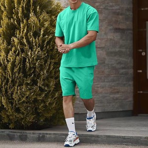 Wholesale Custom Summer Men Short Sleeve <b>T</b> Shirt Shorts Two Pieces Breathable Fitness Set Casual Tracksuit Gym Wear Short Set - Product Image 6