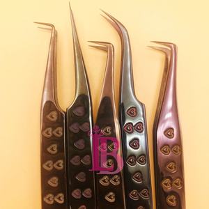 Nouvelles pinces à cils noires pour extensions de cils, pinces à cils en vison en forme de cœur, offre de logo personnalisé, pinces en acier inoxydable Hello Kitty - Product Image 2