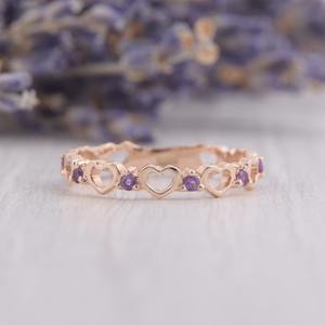 Anillo de Compromiso y Boda de Plata de Ley 925 con Amatista, Estilo Bohemio, Hecho a Mano, Regalo de Moda para Mujer - Product Image 4