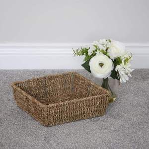 Kitchen Seagrass <b>Baskets</b> Natural <b>Storage</b> Factory Seagrass Square Decorative Tray Wicker <b>Storage</b> <b>Basket</b> Tray - Product Image 1