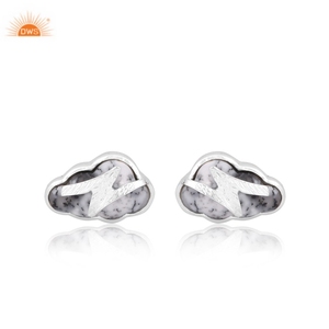 Elegante estilo nube dendrita piedra preciosa hermosa cada ocasión pendientes de tuerca fabricante de joyería personalizada - Product Image 1