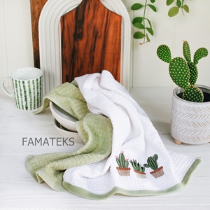 Prêt en stock bas quantité minimale de commande de haute qualité pas cher prix Waffle Terry Weave 100 coton broderie torchons de cuisine 2 pièces dans le jeu - Product Image 2