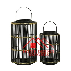 Linterna de vela hecha a mano de hierro, centro de mesa cuadrado de Metal para bodas con acabado antiguo negro para el hogar, hoteles y restaurantes - Product Image 2