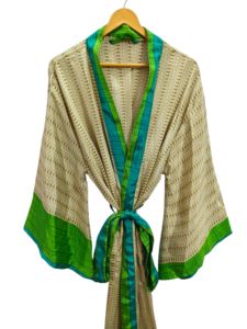 Luxury High demanded Bathrobe <b>Silk</b> Sari <b>Kimono</b> Vintage Sari Robe Soft Beach Party Gown Indian Handmade <b>Silk</b> <b>Kimono</b> for sale - Product Image 2