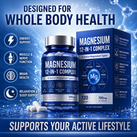 Capsules de complexe de magnésium 12 en 1, 12 formes actives de magnésium, absorption élevée, soutien pour le sommeil, les muscles et les nerfs, étiquette privée OEM